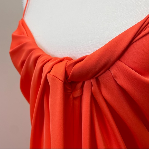 NWT Rosetta Getty Twist Front Slip Dress Size 10 Orange Fluid Satin - Picture 4 of 16